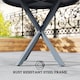 image 4 of Outsunny Garden Table, 85cm Round Outdoor Dining Table with Steel Frame, Wood Effect Top, for Balcony, Deck, Dark Grey | Grey