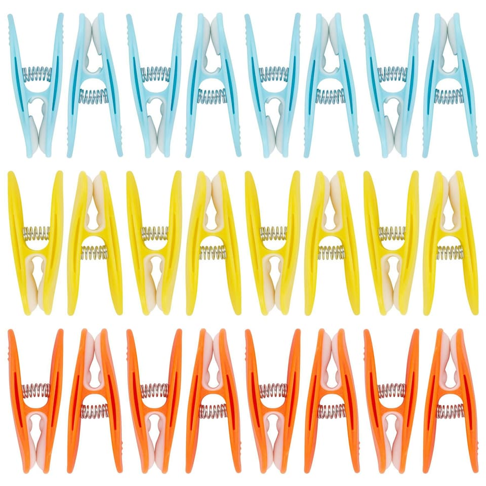 image 1 of Ashley Plastic Soft Touch Clothes Pegs - Multi - Pack of 24