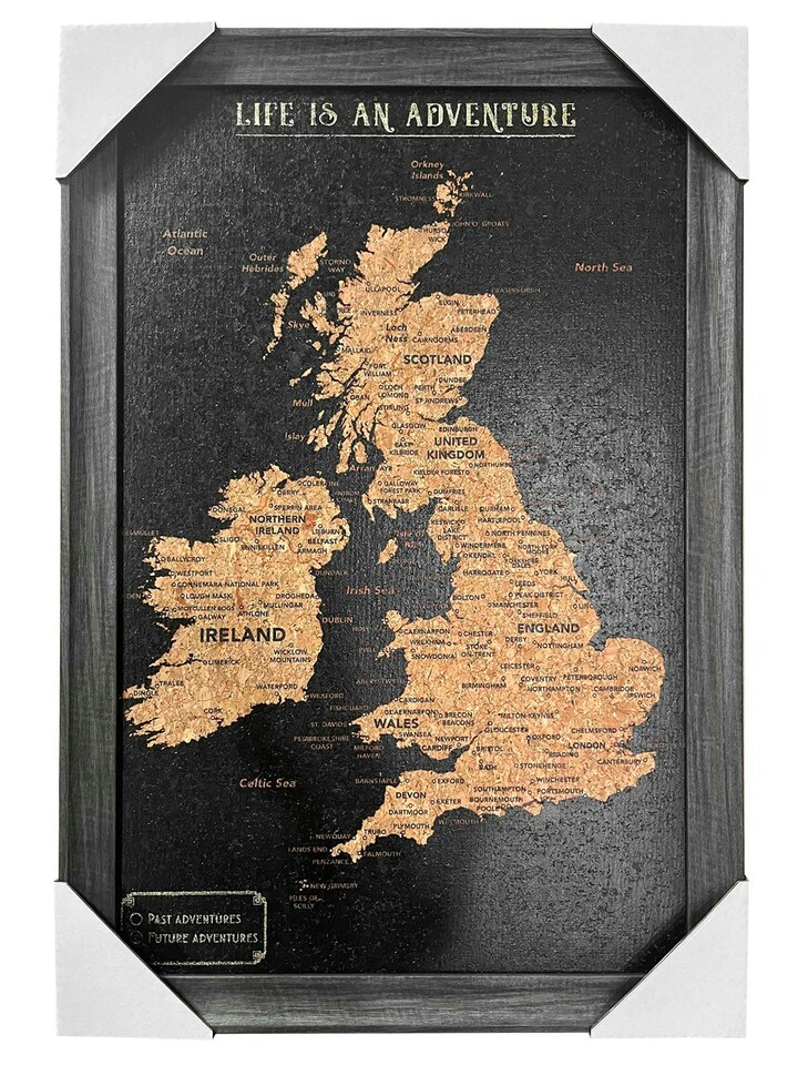 image 1 of Splosh Travel Map Cork Board UK & Ireland Small Black