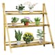 image 1 of Outsunny Flower Stand Plant Display Rack 3-Tier Foldable Wood Garden Patio