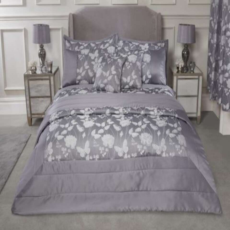 image 1 of Meadows Bedspread Silver Grey | Grey