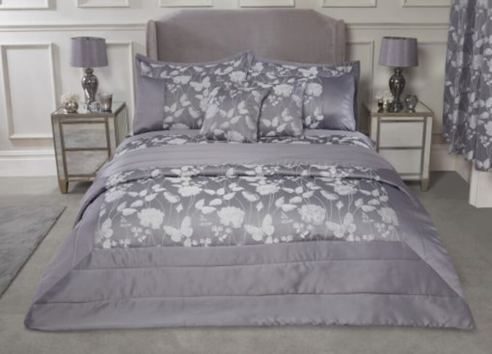 image 1 of Meadows Bedspread Silver | Grey | Grey