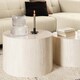 image 4 of Dice Round Coffee Table Set in Light Travertine Effect