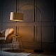 image 3 of ValueLights Louis Beige with Metallic Gold Inner Shade Black Arched Stem Curved Floor Lamp | Cream