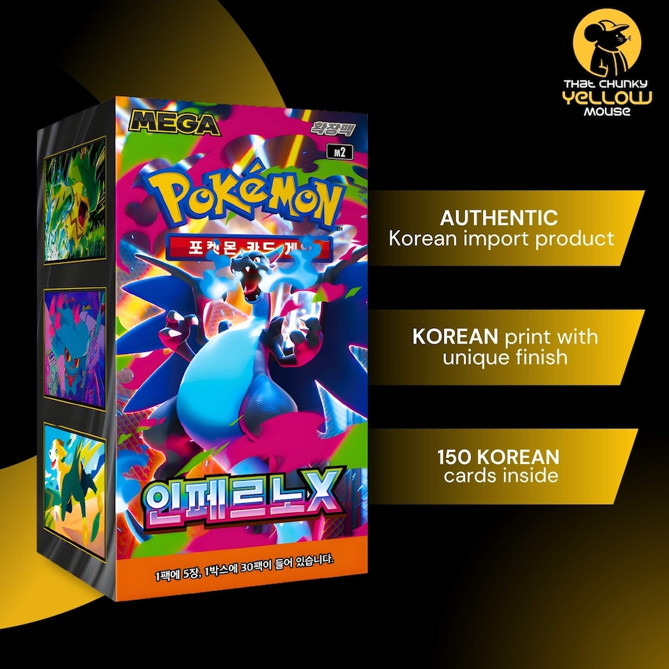 image 1 of Pokemon Cards Mega Inferno X Booster Box x 30 Pokemon Cards Korean Phantasmal Flames - TCYM Import