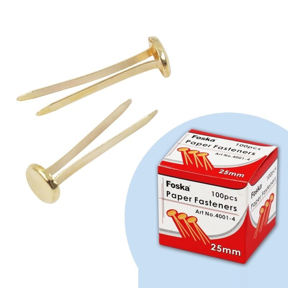 image 1 of Pack of 100 Paper Fasteners 25mm - Butterfly Clips