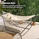 image 2 of VonHaus Beige Boho Fringe Hammock with Frame for Garden