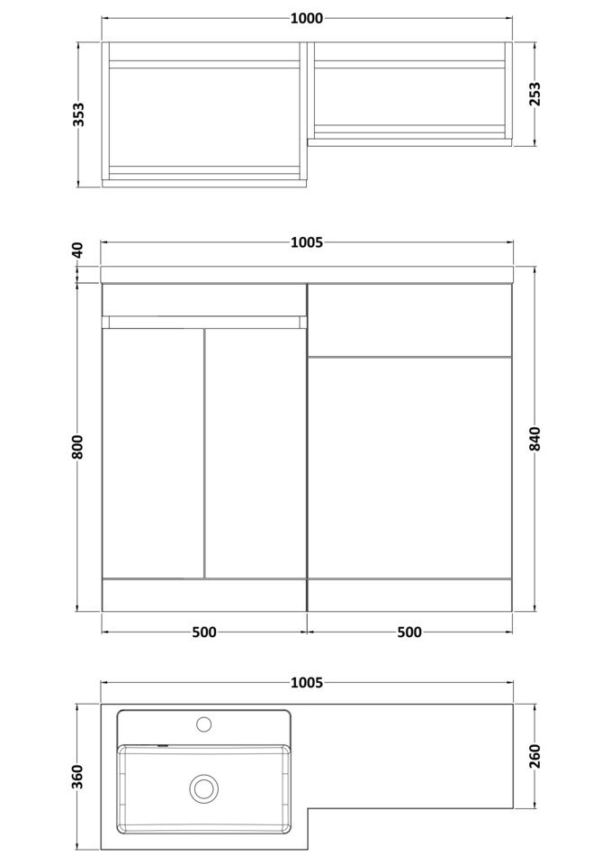 image 1 of Balterley Floor Standing Compact Unit with Right Hand Polymarble Basin