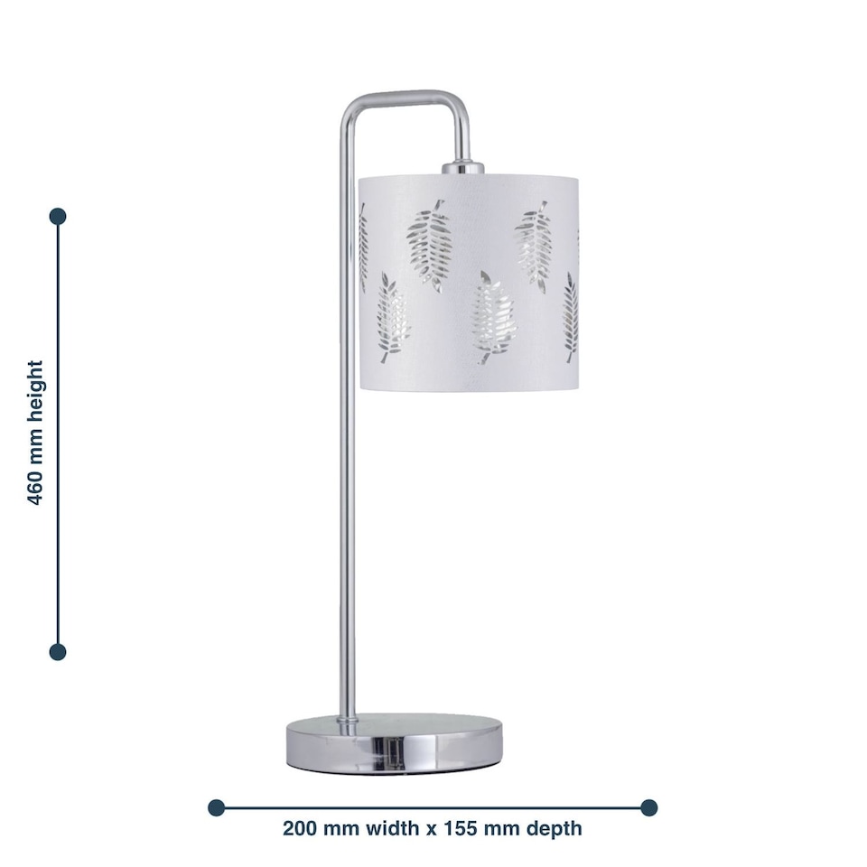 image 1 of Set of 2 Arched Table Lamps with White Fern Shades | Chrome | White | Large | 2