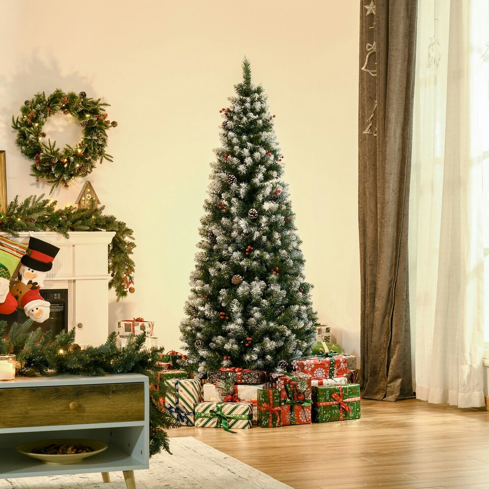 image 1 of HOMCOM 6FT Artificial Christmas Tree Xmas Indoor Decoration w/ Pinecone