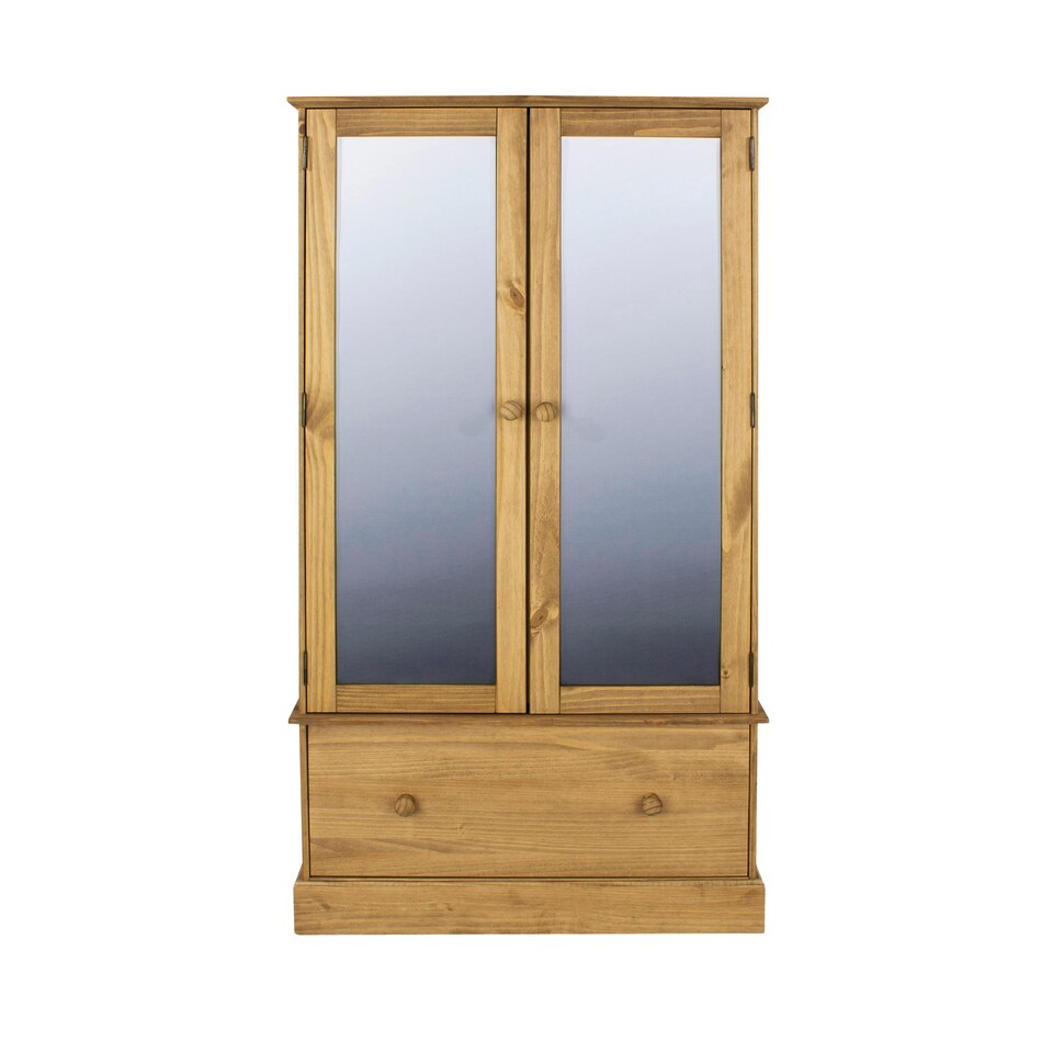image 1 of Cotswold, 2 Mirror Door, 1 Drawer Wardrobe Brown