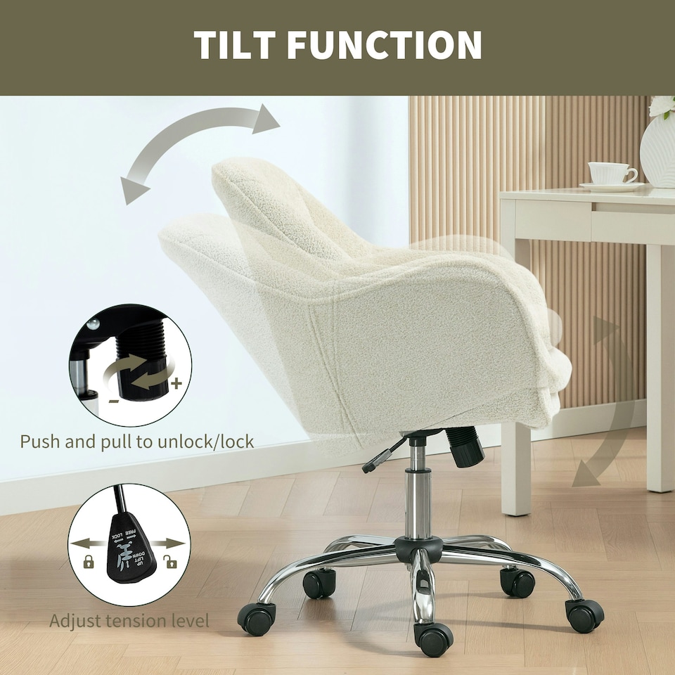 image 1 of HOMCOM Modern Velvet Office Desk Chair for Bedroom, Living Room, Beige | Multi