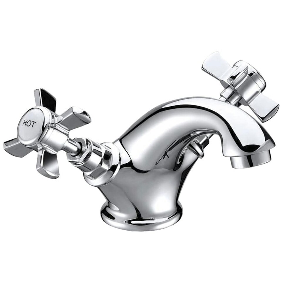 image 1 of Traditional Crosshead Mono Basin Mixer Tap - Chrome