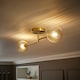 image 1 of ValueLights Chessy Asymmetric Ribbed Glass Globe Gold Bar Ceiling Light with LED Bulbs