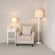 image 2 of ValueLights Victoria White Wood Traditional Stem Table Lamp with Beige Fabric Tapered Shade and LED Bulb Cream