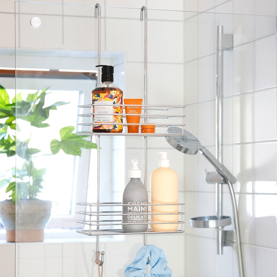image 1 of BESLAGSBODEN Polished Chrome Double Hanging Shower Basket