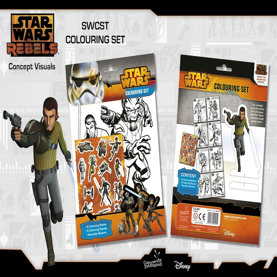 image 1 of Star Wars Colouring Set - Colour Pencils & Stickers