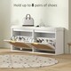 image 5 of HOMCOM Boho Shoe Bench with Padded Seat and 2 Flip-Drawers White