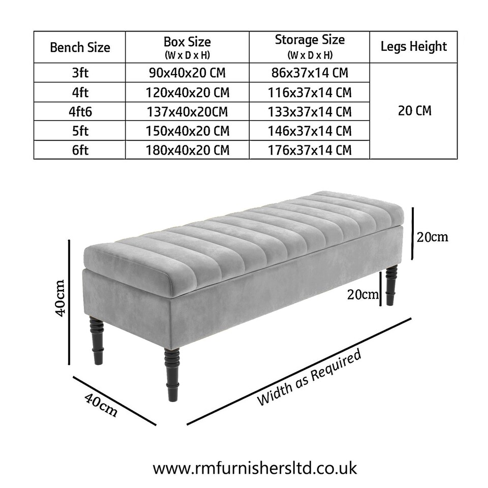 image 1 of Safar 120cm Ottoman Storage Bench - Plush Velvet Shoe Bench - Silver Lined Upholstery Storage Footstool