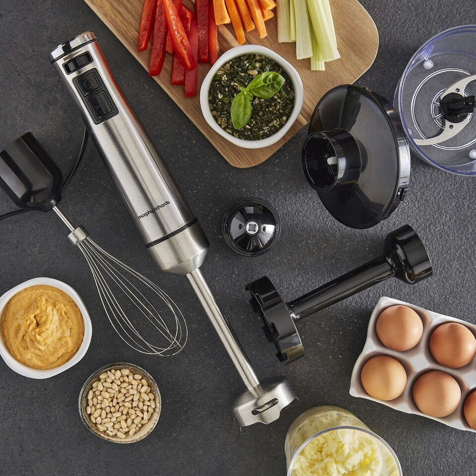 image 1 of Morphy Richards Hand Blender Set with Masher Silver