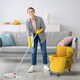 image 2 of HOMCOM Mop Bucket with Wringer on Wheels for Floor Cleaning 20 Litre Yellow