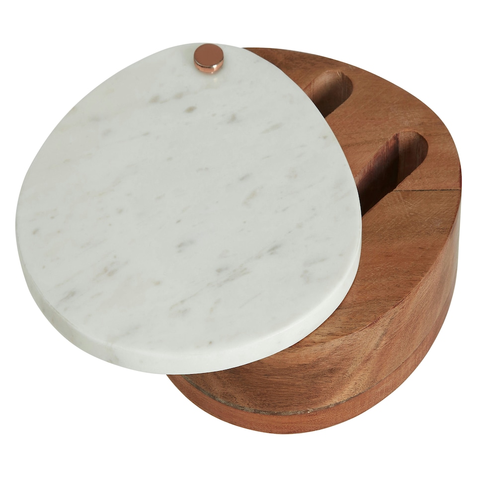 image 1 of Maison by Premier Monzaro White Marble And Wood Cheese Knife And Board Set