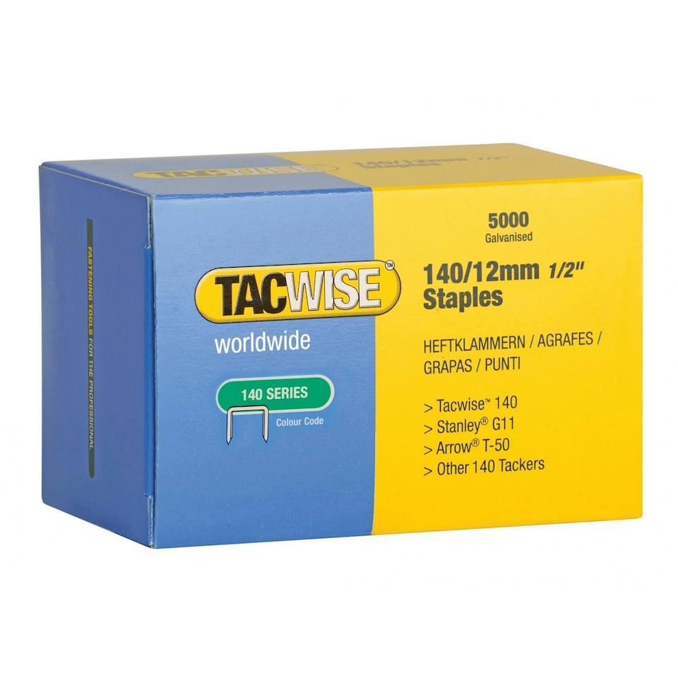 Tacwise 140 Series Galvanised Staples - Galvanised - 12mm Pack 5000