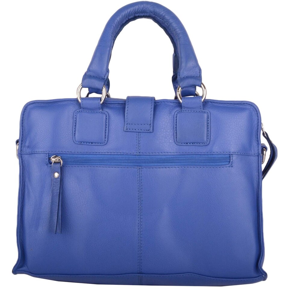 image 1 of London Leathergoods Womens Soft Premium Leather Hand Bag / Shoulder Bag with Detachable Strap | Blue | Periwinkle