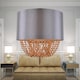 image 5 of Grey Faux Silk & Copper Jewelled Ceiling Light Shade | Grey | Copper | Medium | 1