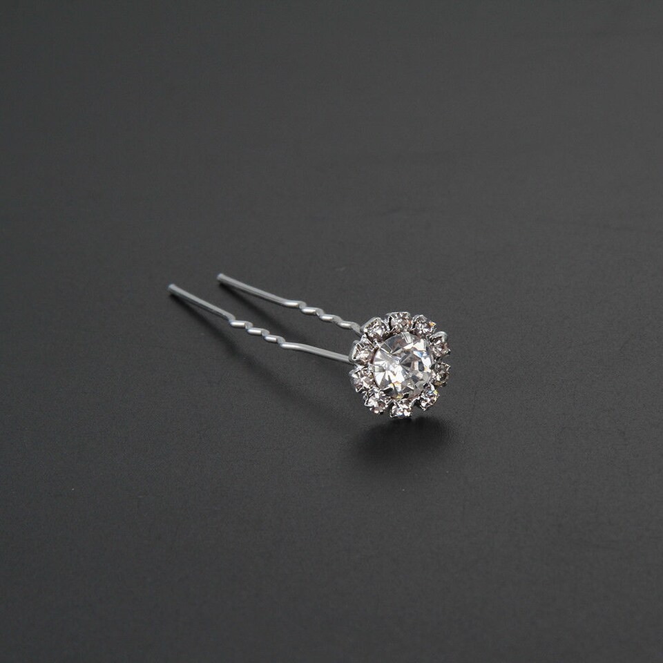 image 1 of Crystal Hair Pins Flower Design For Wedding, Bridal Accessories - 1pc