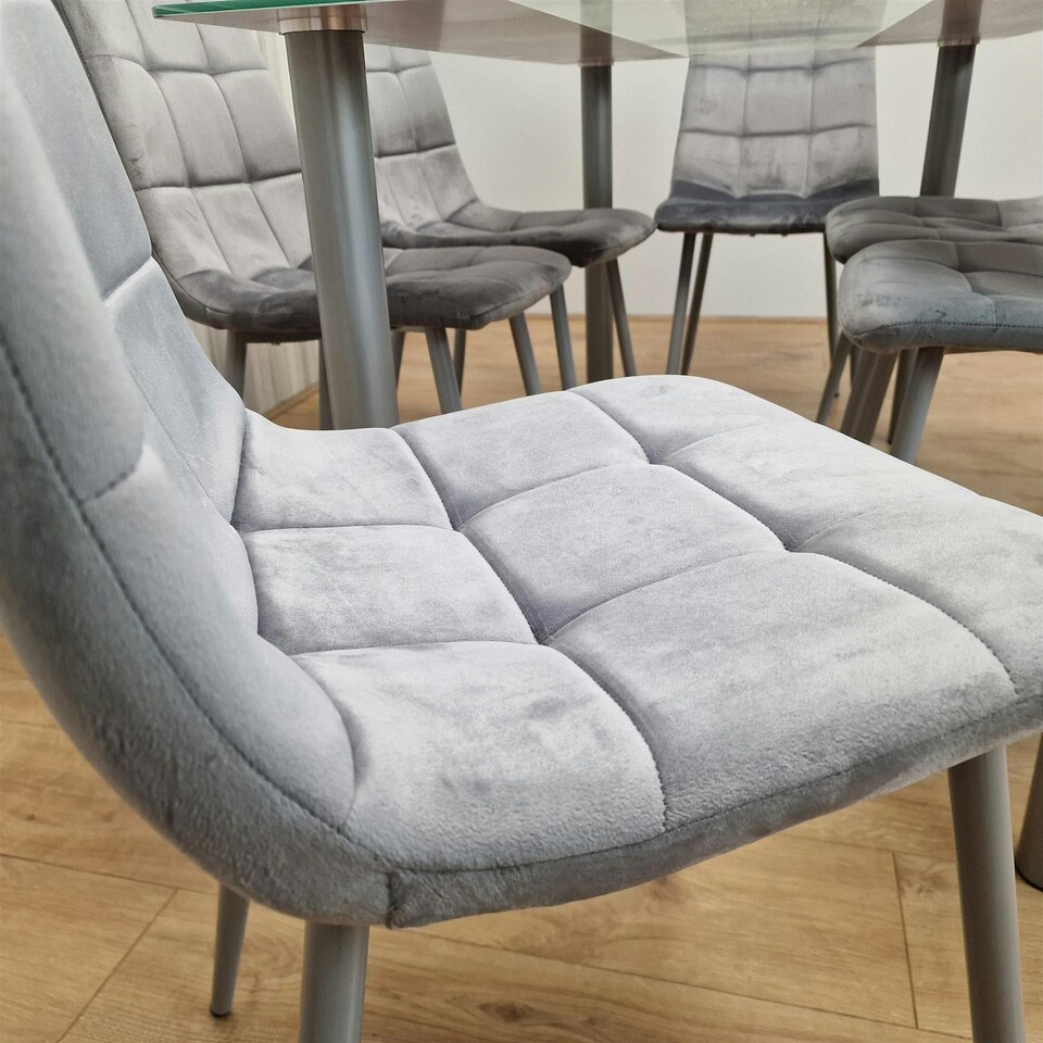 image 1 of Dining Table Set with 6 Chairs Dining Room, and Kitchen table set of 6 Clear