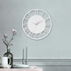 image 2 of Living and Home Silent Round Wood Wall Clock Roman Numeral - White