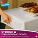 image 9 of 3pk White Tablecloths 121×121cm – Disposable Plastic Party Covers with Heavy Duty Spill Protection for Weddings, Buffets & Events