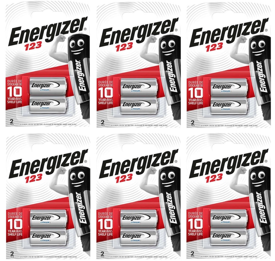 Energizer CR123 Batteries, 3V Lithium Battery, 12 Pack (6x Pack of 2)