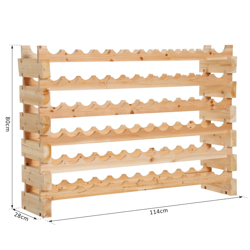 image 1 of HOMCOM 72 Bottle Shelf Wine Rack Holder Stand, Storage Pine Wood