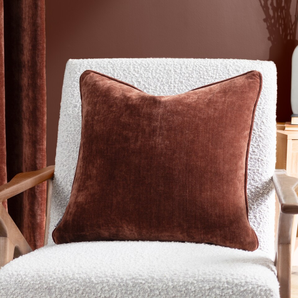 image 1 of Yard Heavy Chenille Piped Cushion | Brown | Nutmeg | 50 x 50cm | 1