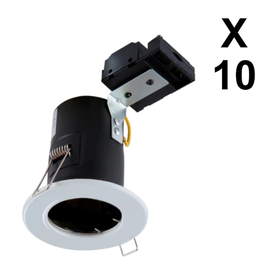 image 1 of Set of 10 x White Fixed GU10 Fire Rated Recessed Downlights