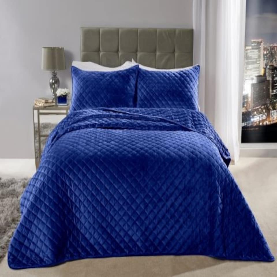 image 1 of Banbury Bedspread Navy Blue | Blue