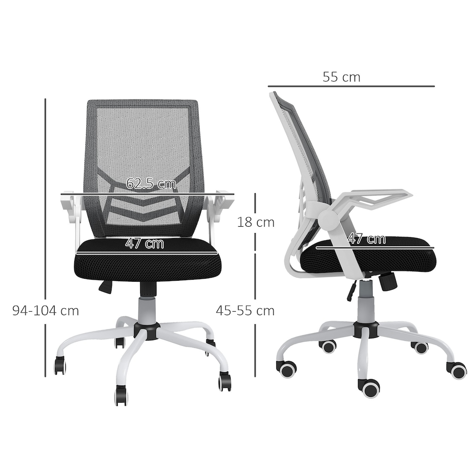 image 1 of Vinsetto Mesh Swivel Office Chair w/ Lumbar Support, Black and White