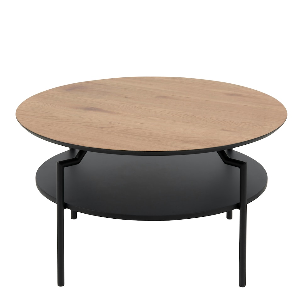 image 1 of Goldington Round Coffee Table with Oak Top & Black Legs