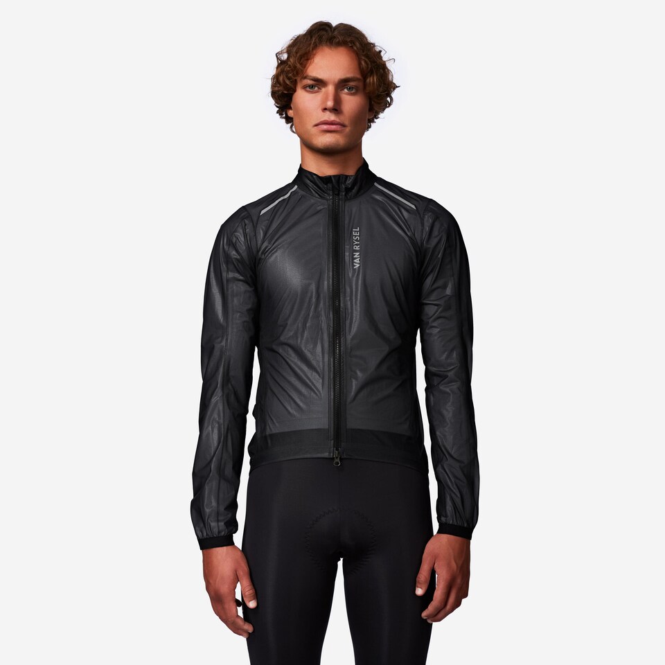 image 1 of Decathlon Men's Road Cycling Long-Sleeved Rainproof Jacket RCR Ultralight-Black