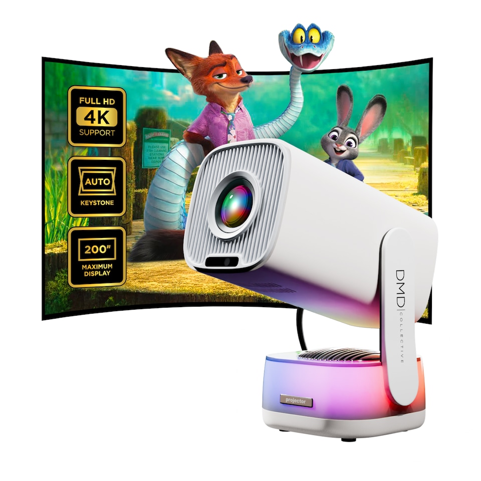 image 1 of DMD Projector, 18000 Lumen Smart FHD 1080P Portable Projector 4K Support