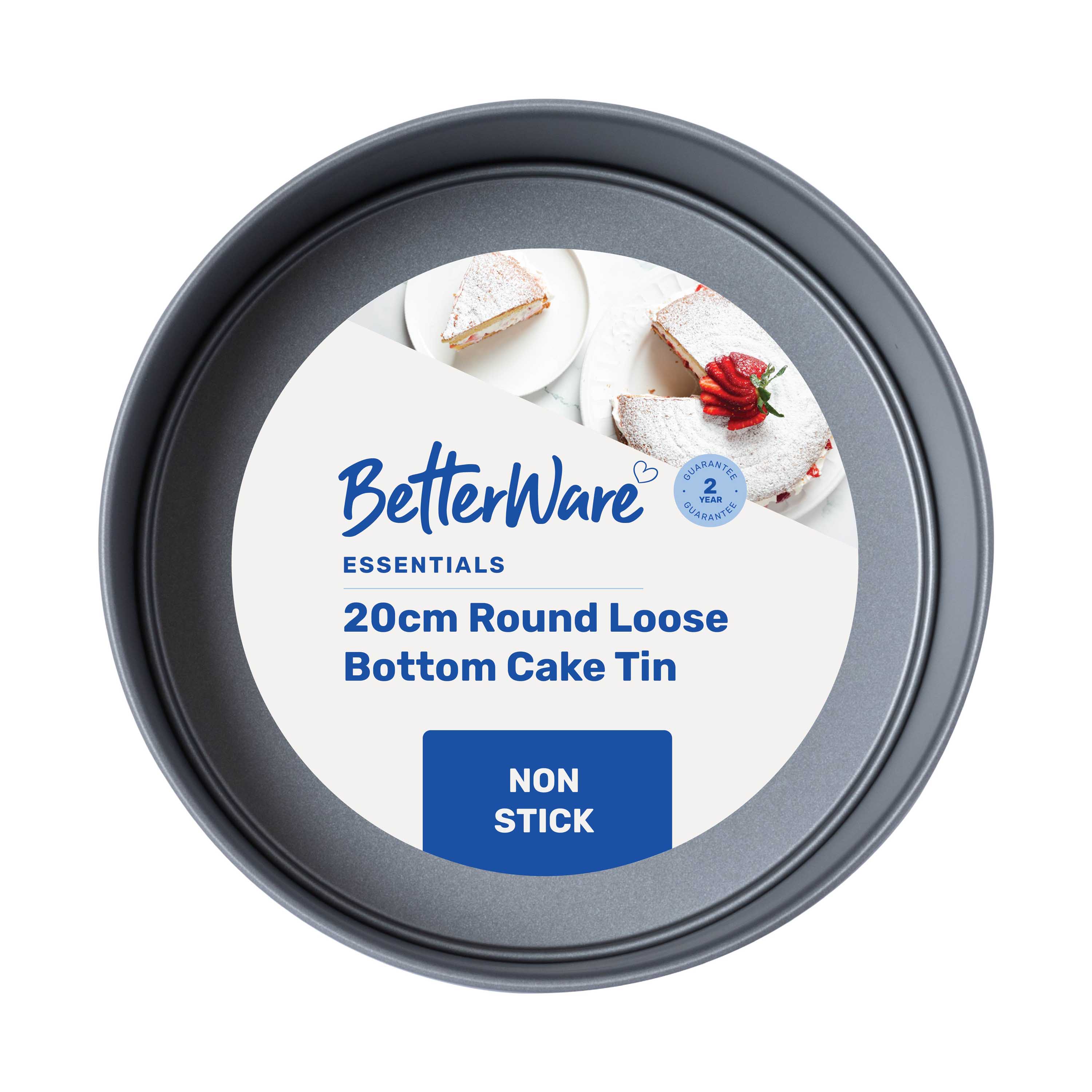 Betterware Essentials 20cm Non-Stick Cake Tin with Loose Bottom in Silver