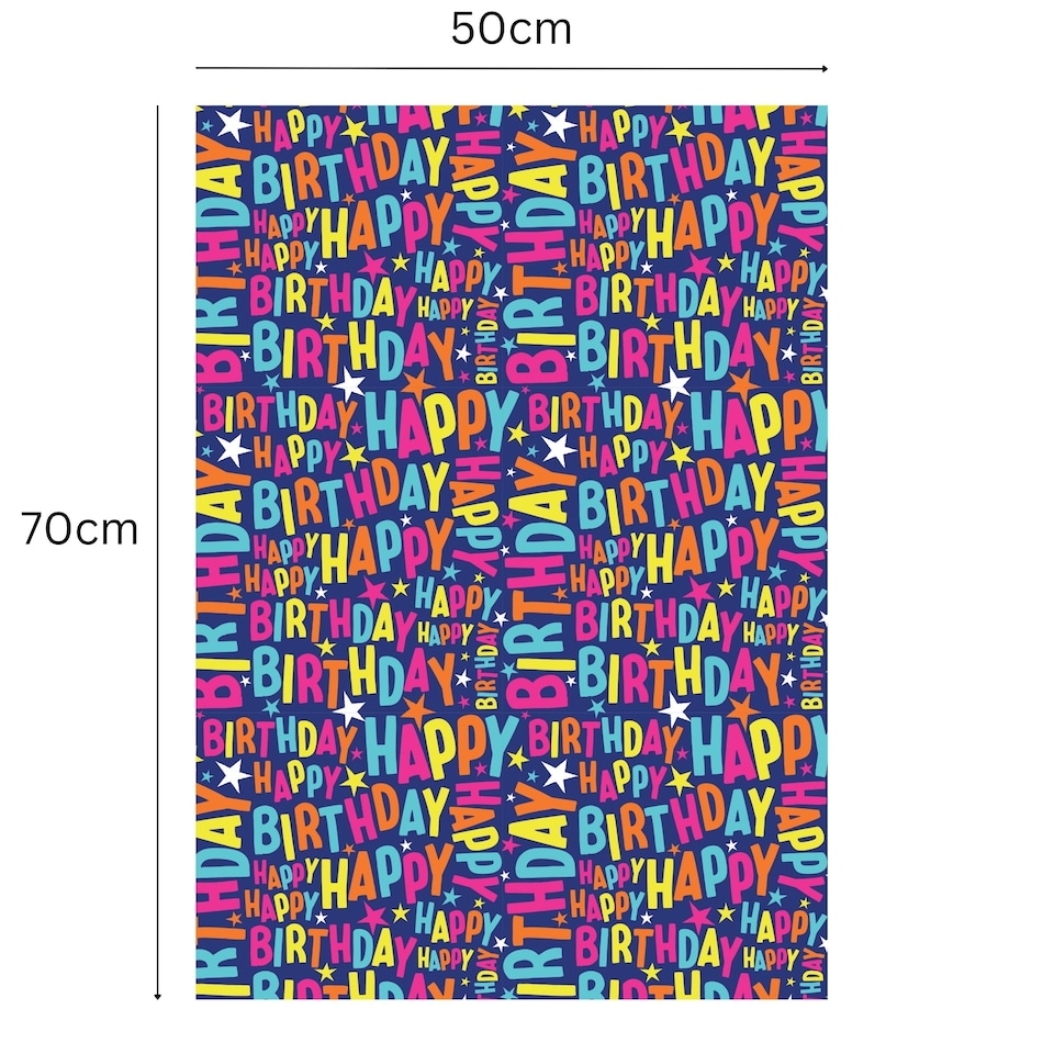 image 1 of Non-Licensed Happy Birthday 2 Sheet 2 Tag Gift Wrap