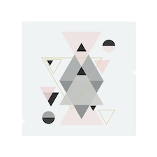 Pink & Grey Geometric Triangles Splash Back | White