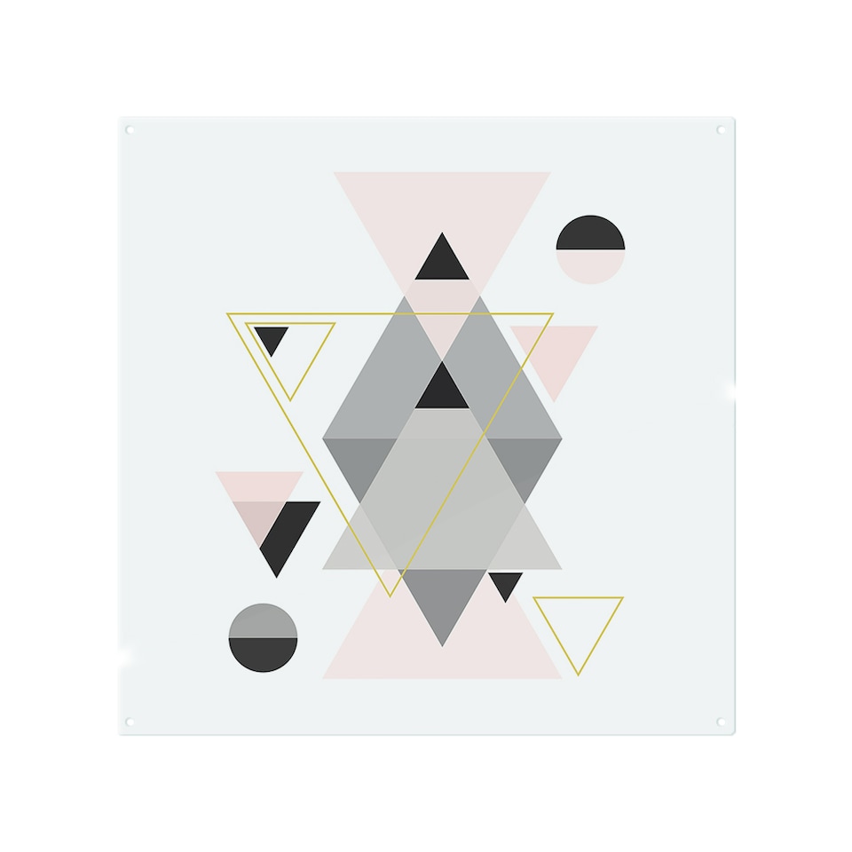 image 1 of Pink & Grey Geometric Triangles Splash Back | White