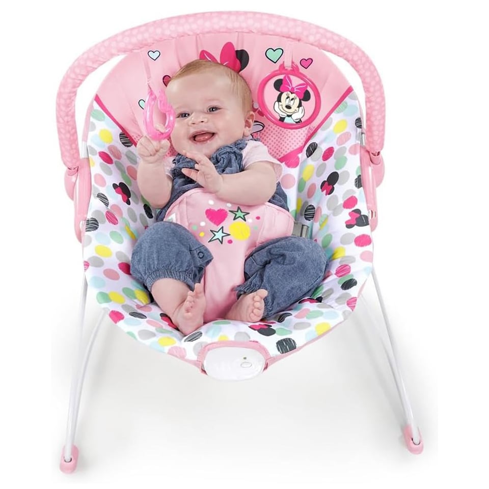 image 1 of Bright Starts Disney Baby Minnie Mouse Spotty Dotty Vibrating Bouncer Pink 12229 | Pink | Pink | One Size | 1
