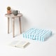 image 2 of Homescapes Cotton Blue Thick Stripe Floor Cushion - 50 x 50 cm | Blue | 50 x 50 cm