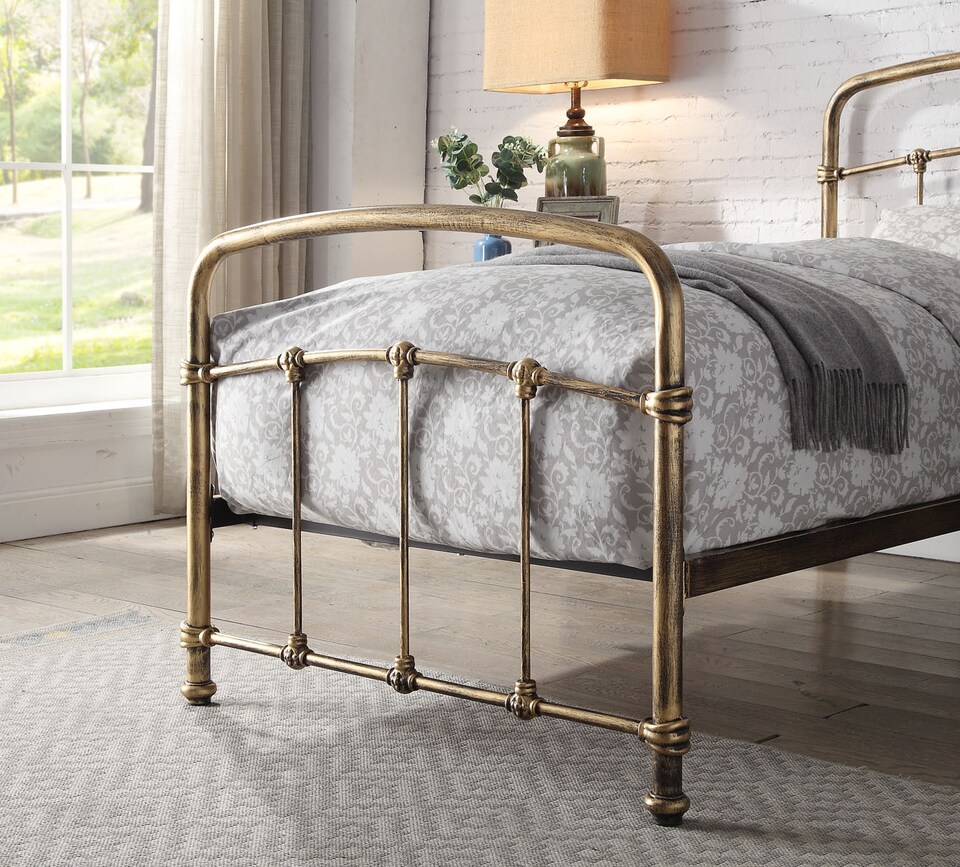image 1 of Mostyn Single 3ft Antique Bronze Metal Bed Frame | Bronze | Hand painted antique bronze finish | Single
