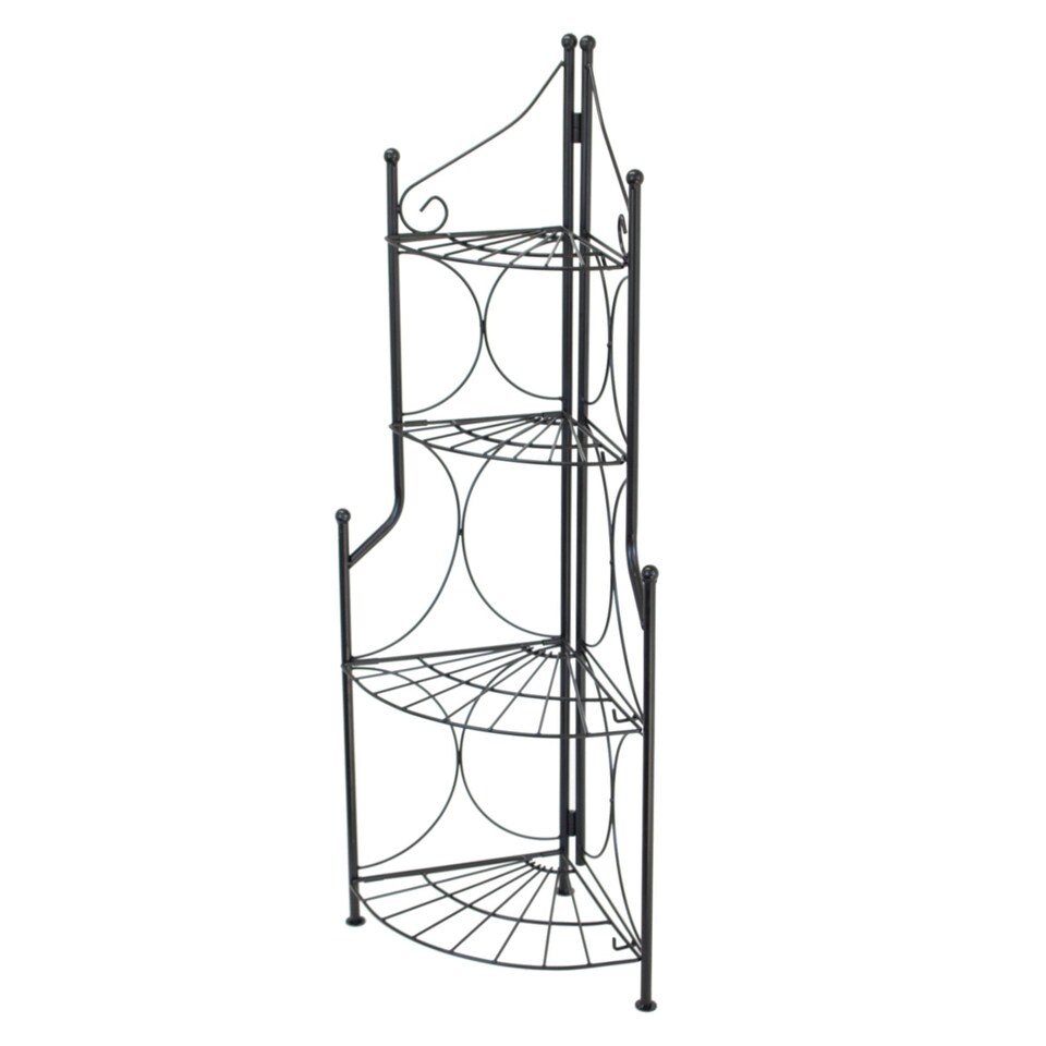 image 1 of 4 Tier Foldable Metal Garden Flower Plant Stand Display Shelf